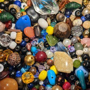 BEAD SOUP...8oz HUGE VARIETY OF BEADS...Different Sizes MIXED LOT BEADS